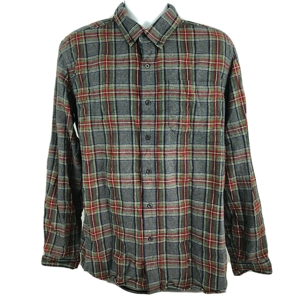 L.L. Bean Mens Flannel Traditional Fit Scotch Plaid Button Up Size Large Regular